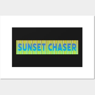 Sunset Chaser | Blue Yellow Orange Green Posters and Art